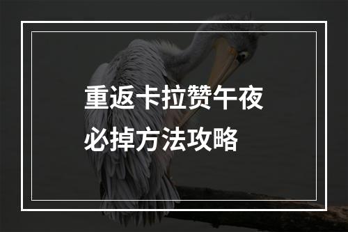 重返卡拉赞午夜必掉方法攻略