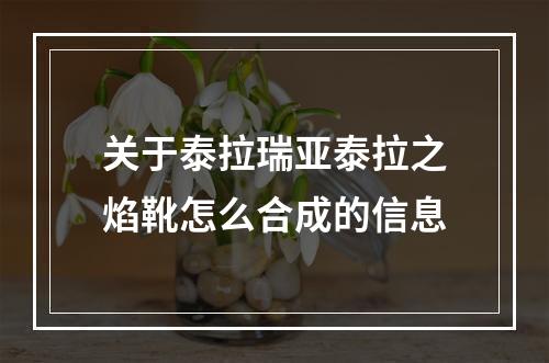 关于泰拉瑞亚泰拉之焰靴怎么合成的信息