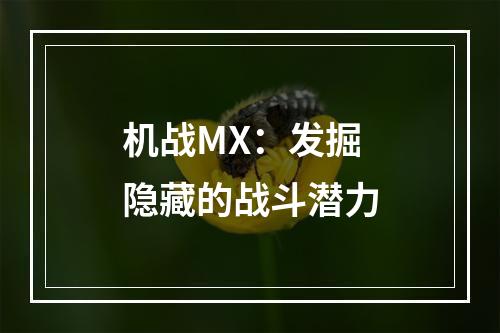 机战MX：发掘隐藏的战斗潜力