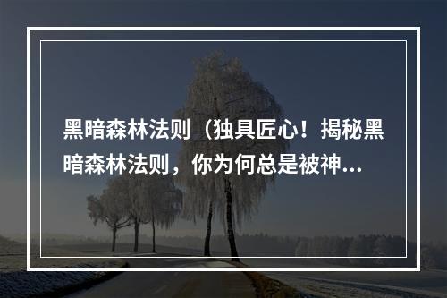 黑暗森林法则（独具匠心！揭秘黑暗森林法则，你为何总是被神秘武器秒杀？）