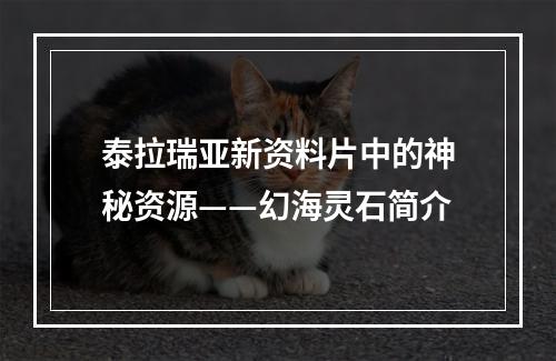 泰拉瑞亚新资料片中的神秘资源——幻海灵石简介