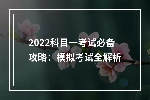 2022科目一考试必备攻略：模拟考试全解析