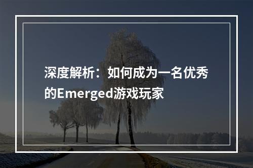 深度解析：如何成为一名优秀的Emerged游戏玩家