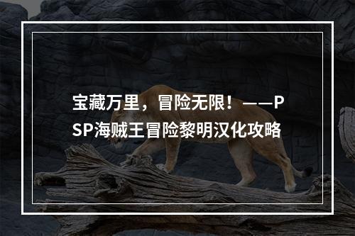 宝藏万里，冒险无限！——PSP海贼王冒险黎明汉化攻略