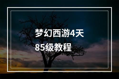 梦幻西游4天85级教程