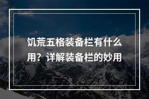 饥荒五格装备栏有什么用？详解装备栏的妙用