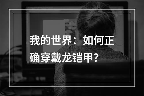 我的世界：如何正确穿戴龙铠甲？