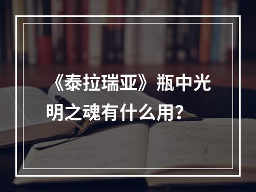 《泰拉瑞亚》瓶中光明之魂有什么用？