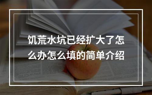 饥荒水坑已经扩大了怎么办怎么填的简单介绍