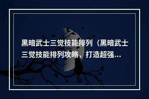 黑暗武士三觉技能排列（黑暗武士三觉技能排列攻略，打造超强战斗力）