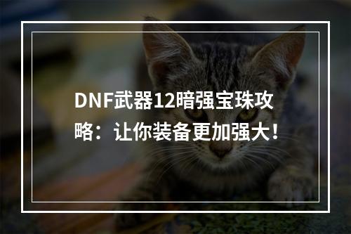 DNF武器12暗强宝珠攻略：让你装备更加强大！