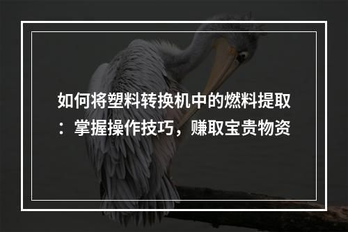 如何将塑料转换机中的燃料提取：掌握操作技巧，赚取宝贵物资