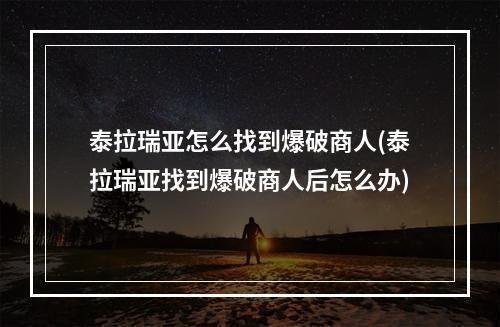 泰拉瑞亚怎么找到爆破商人(泰拉瑞亚找到爆破商人后怎么办)