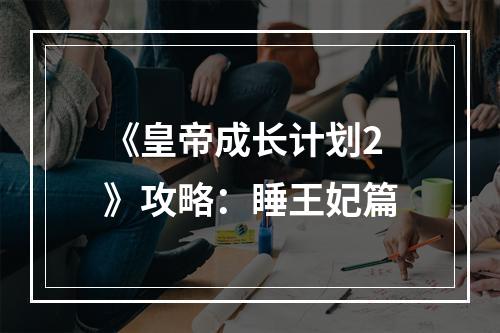 《皇帝成长计划2》攻略：睡王妃篇