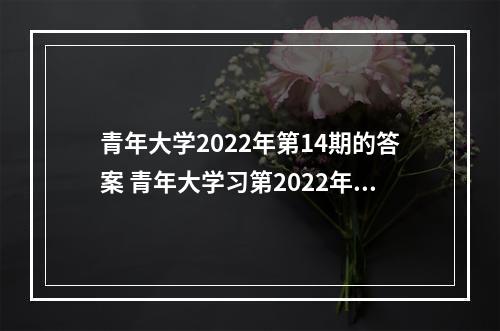 青年大学2022年第14期的答案 青年大学习第2022年第14期--游戏攻略网