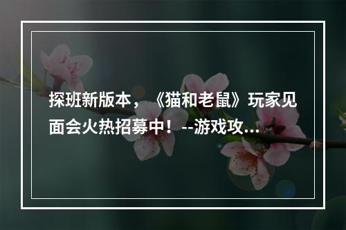 探班新版本，《猫和老鼠》玩家见面会火热招募中！--游戏攻略网