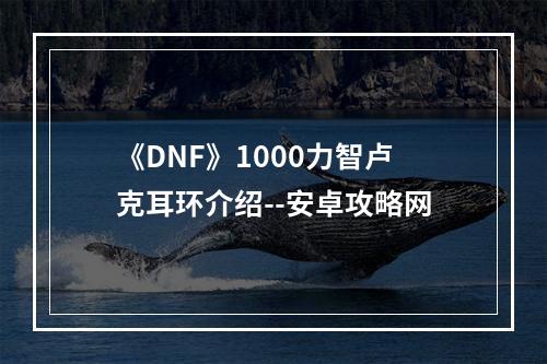 《DNF》1000力智卢克耳环介绍--安卓攻略网