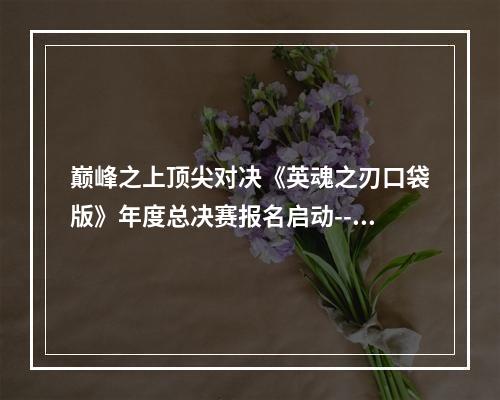 巅峰之上顶尖对决《英魂之刃口袋版》年度总决赛报名启动--手游攻略网