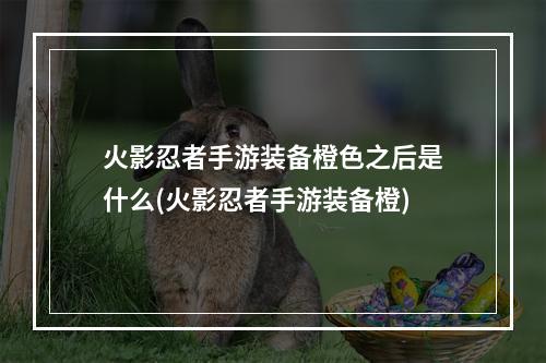 火影忍者手游装备橙色之后是什么(火影忍者手游装备橙)