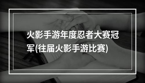 火影手游年度忍者大赛冠军(往届火影手游比赛)