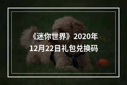 《迷你世界》2020年12月22日礼包兑换码