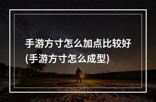 手游方寸怎么加点比较好(手游方寸怎么成型)