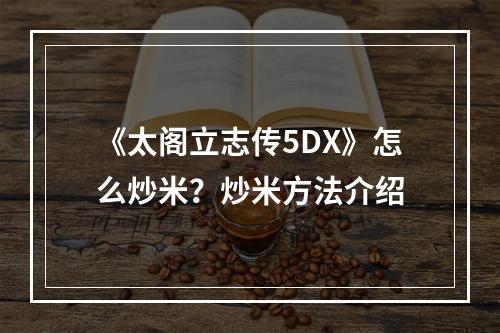 《太阁立志传5DX》怎么炒米？炒米方法介绍