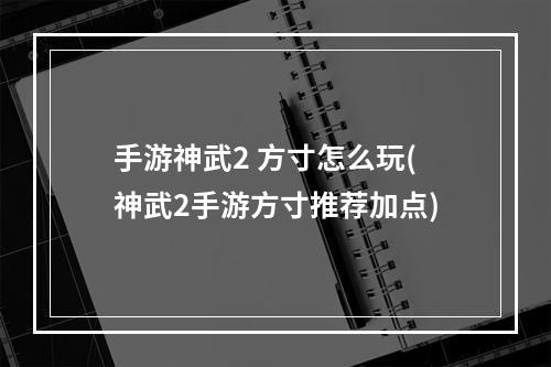 手游神武2 方寸怎么玩(神武2手游方寸推荐加点)