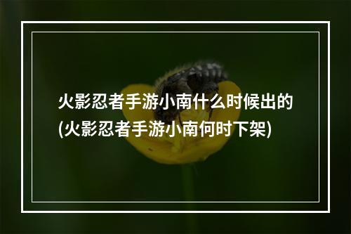 火影忍者手游小南什么时候出的(火影忍者手游小南何时下架)