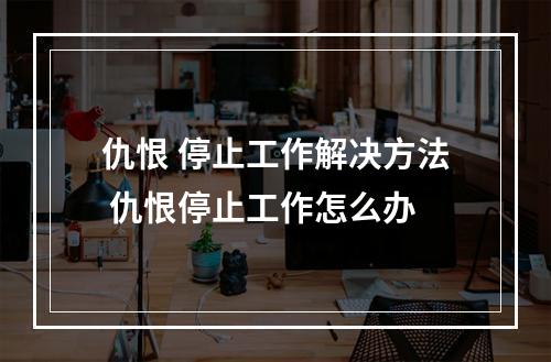 仇恨 停止工作解决方法 仇恨停止工作怎么办