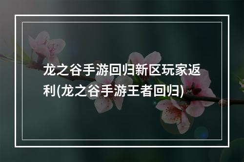 龙之谷手游回归新区玩家返利(龙之谷手游王者回归)