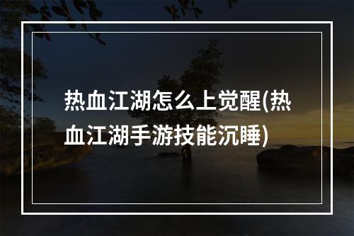 热血江湖怎么上觉醒(热血江湖手游技能沉睡)