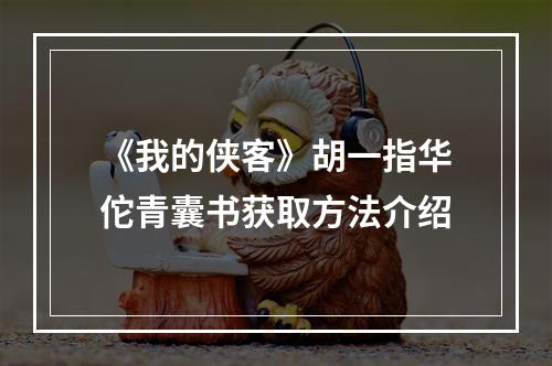 《我的侠客》胡一指华佗青囊书获取方法介绍