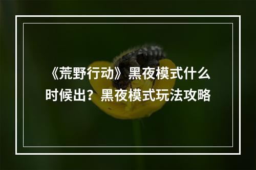 《荒野行动》黑夜模式什么时候出？黑夜模式玩法攻略