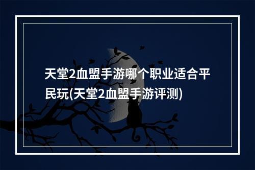 天堂2血盟手游哪个职业适合平民玩(天堂2血盟手游评测)