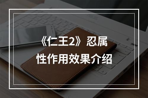 《仁王2》忍属性作用效果介绍