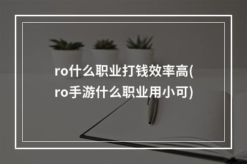 ro什么职业打钱效率高(ro手游什么职业用小可)