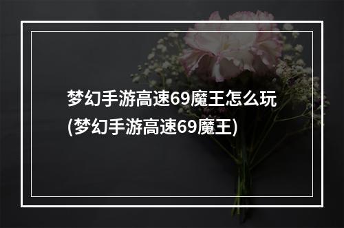 梦幻手游高速69魔王怎么玩(梦幻手游高速69魔王)