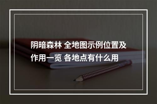 阴暗森林 全地图示例位置及作用一览 各地点有什么用