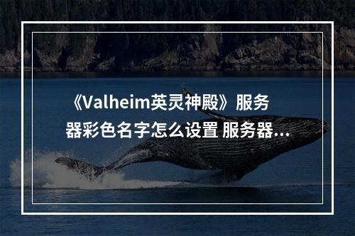 《Valheim英灵神殿》服务器彩色名字怎么设置 服务器彩字设置方法分享