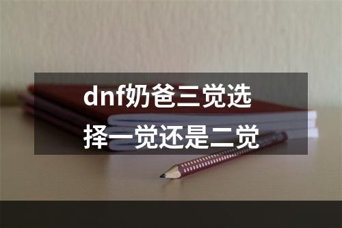 dnf奶爸三觉选择一觉还是二觉