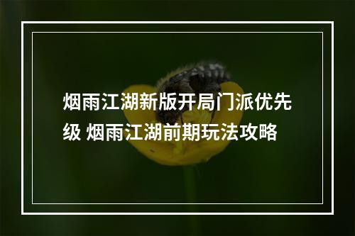 烟雨江湖新版开局门派优先级 烟雨江湖前期玩法攻略