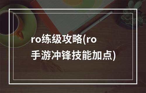 ro练级攻略(ro手游冲锋技能加点)