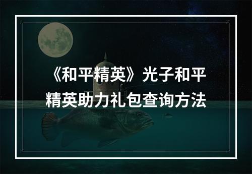 《和平精英》光子和平精英助力礼包查询方法