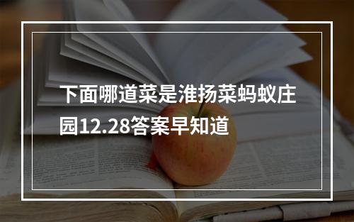 下面哪道菜是淮扬菜蚂蚁庄园12.28答案早知道