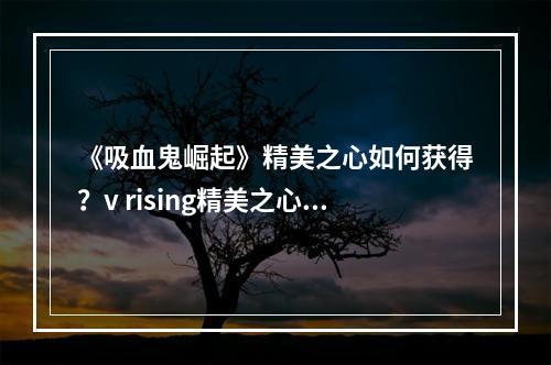 《吸血鬼崛起》精美之心如何获得？v rising精美之心获取方法介绍