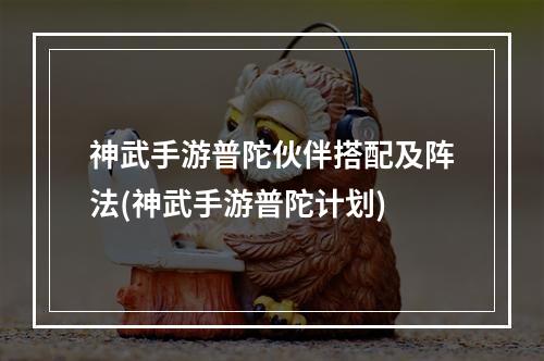 神武手游普陀伙伴搭配及阵法(神武手游普陀计划)