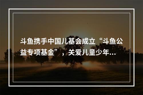 斗鱼携手中国儿基会成立“斗鱼公益专项基金”，关爱儿童少年群体