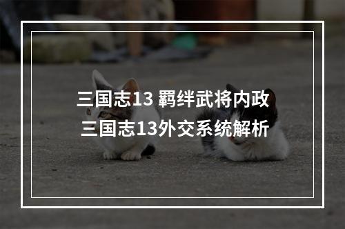 三国志13 羁绊武将内政 三国志13外交系统解析