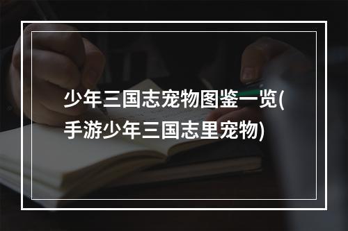 少年三国志宠物图鉴一览(手游少年三国志里宠物)